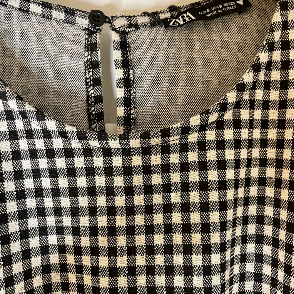 ZARA black and white gingham print dress size small - Picture 2 of 4